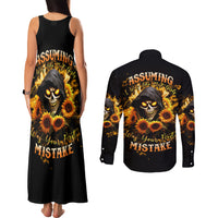 Sunflower Skull Couples Matching Tank Maxi Dress and Long Sleeve Button Shirt Assuming I Was Like Most Girls Was Your First Mistake - Wonder Print Shop