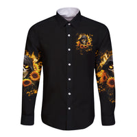 Sunflower Skull Long Sleeve Button Shirt Assuming I Was Like Most Girls Was Your First Mistake - Wonder Print Shop