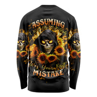 Sunflower Skull Long Sleeve Shirt Assuming I Was Like Most Girls Was Your First Mistake - Wonder Print Shop