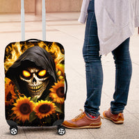 Sunflower Skull Luggage Cover Assuming I Was Like Most Girls Was Your First Mistake - Wonder Print Shop