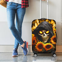 Sunflower Skull Luggage Cover Assuming I Was Like Most Girls Was Your First Mistake - Wonder Print Shop