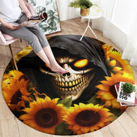 Sunflower Skull Round Carpet Assuming I Was Like Most Girls Was Your First Mistake