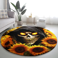 Sunflower Skull Round Carpet Assuming I Was Like Most Girls Was Your First Mistake