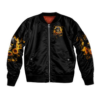 Sunflower Skull Sleeve Zip Bomber Jacket Assuming I Was Like Most Girls Was Your First Mistake - Wonder Print Shop