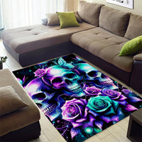 Rose Skull Area Rug Stuck Between IDK IDC And IDGAF - Wonder Print Shop