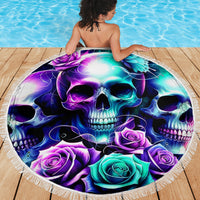 Rose Skull Beach Blanket Stuck Between IDK IDC And IDGAF - Wonder Print Shop