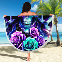 Rose Skull Beach Blanket Stuck Between IDK IDC And IDGAF - Wonder Print Shop