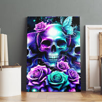 Rose Skull Canvas Wall Art Stuck Between IDK IDC And IDGAF - Wonder Print Shop