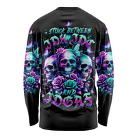 Rose Skull Long Sleeve Shirt Stuck Between IDK IDC And IDGAF - Wonder Print Shop
