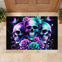 Rose Skull Rubber Doormat Stuck Between IDK IDC And IDGAF - Wonder Print Shop