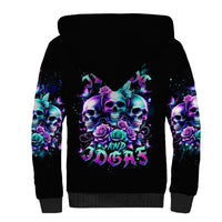 Rose Skull Sherpa Hoodie Stuck Between IDK IDC And IDGAF - Wonder Print Shop