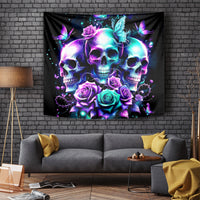 Rose Skull Tapestry Stuck Between IDK IDC And IDGAF - Wonder Print Shop