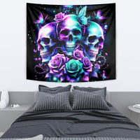 Rose Skull Tapestry Stuck Between IDK IDC And IDGAF - Wonder Print Shop