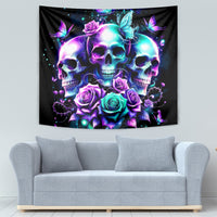 Rose Skull Tapestry Stuck Between IDK IDC And IDGAF - Wonder Print Shop