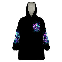 Rose Skull Wearable Blanket Hoodie Stuck Between IDK IDC And IDGAF - Wonder Print Shop