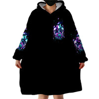Rose Skull Wearable Blanket Hoodie Stuck Between IDK IDC And IDGAF - Wonder Print Shop