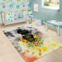 I Am Black Queen Area Rug Flowers Retro Style - Wonder Print Shop