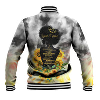 I Am Black Queen Baseball Jacket Flowers Retro Style - Wonder Print Shop