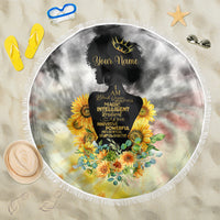 I Am Black Queen Beach Blanket Flowers Retro Style - Wonder Print Shop