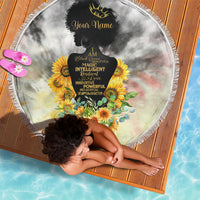 I Am Black Queen Beach Blanket Flowers Retro Style - Wonder Print Shop