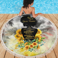 I Am Black Queen Beach Blanket Flowers Retro Style - Wonder Print Shop