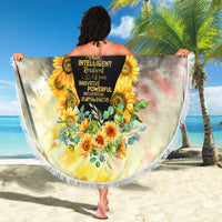 I Am Black Queen Beach Blanket Flowers Retro Style - Wonder Print Shop