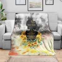 I Am Black Queen Blanket Flowers Retro Style