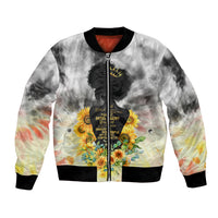 I Am Black Queen Bomber Jacket Flowers Retro Style - Wonder Print Shop