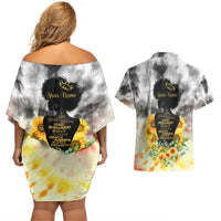 I Am Black Queen Couples Matching Off Shoulder Short Dress and Hawaiian Shirt Flowers Retro Style - Wonder Print Shop