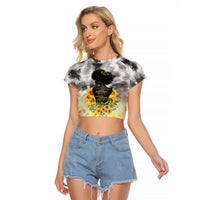 I Am Black Queen Raglan Cropped T Shirt Flowers Retro Style - Wonder Print Shop