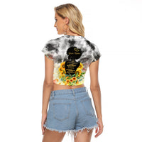 I Am Black Queen Raglan Cropped T Shirt Flowers Retro Style - Wonder Print Shop