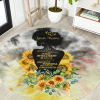 I Am Black Queen Round Carpet Flowers Retro Style
