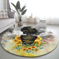 I Am Black Queen Round Carpet Flowers Retro Style