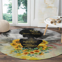 I Am Black Queen Round Carpet Flowers Retro Style