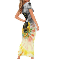 I Am Black Queen Short Sleeve Bodycon Dress Flowers Retro Style - Wonder Print Shop