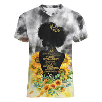I Am Black Queen Women V Neck T Shirt Flowers Retro Style - Wonder Print Shop