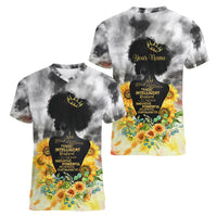 I Am Black Queen Women V Neck T Shirt Flowers Retro Style - Wonder Print Shop