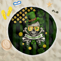 St Patrick's Day Skull Beach Blanket American Flag Shamrock - Wonder Print Shop