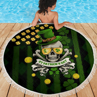 St Patrick's Day Skull Beach Blanket American Flag Shamrock - Wonder Print Shop