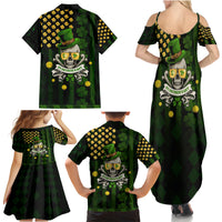 St Patrick's Day Skull Family Matching Summer Maxi Dress and Hawaiian Shirt American Flag Shamrock - Wonder Print Shop