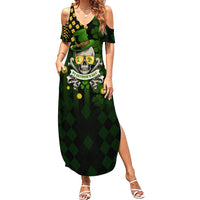St Patrick's Day Skull Family Matching Summer Maxi Dress and Hawaiian Shirt American Flag Shamrock - Wonder Print Shop