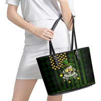 St Patrick's Day Skull Leather Tote Bag American Flag Shamrock - Wonder Print Shop