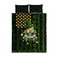 St Patrick's Day Skull Quilt Bed Set American Flag Shamrock - Wonder Print Shop