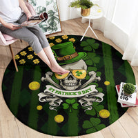 St Patrick's Day Skull Round Carpet American Flag Shamrock
