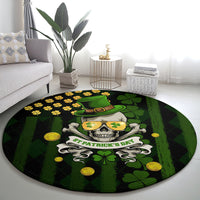 St Patrick's Day Skull Round Carpet American Flag Shamrock