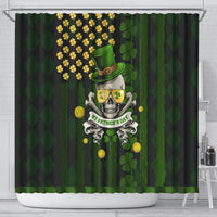 St Patrick's Day Skull Shower Curtain American Flag Shamrock