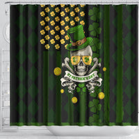 St Patrick's Day Skull Shower Curtain American Flag Shamrock
