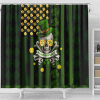 St Patrick's Day Skull Shower Curtain American Flag Shamrock