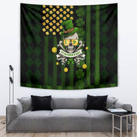 St Patrick's Day Skull Tapestry American Flag Shamrock - Wonder Print Shop