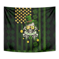 St Patrick's Day Skull Tapestry American Flag Shamrock - Wonder Print Shop